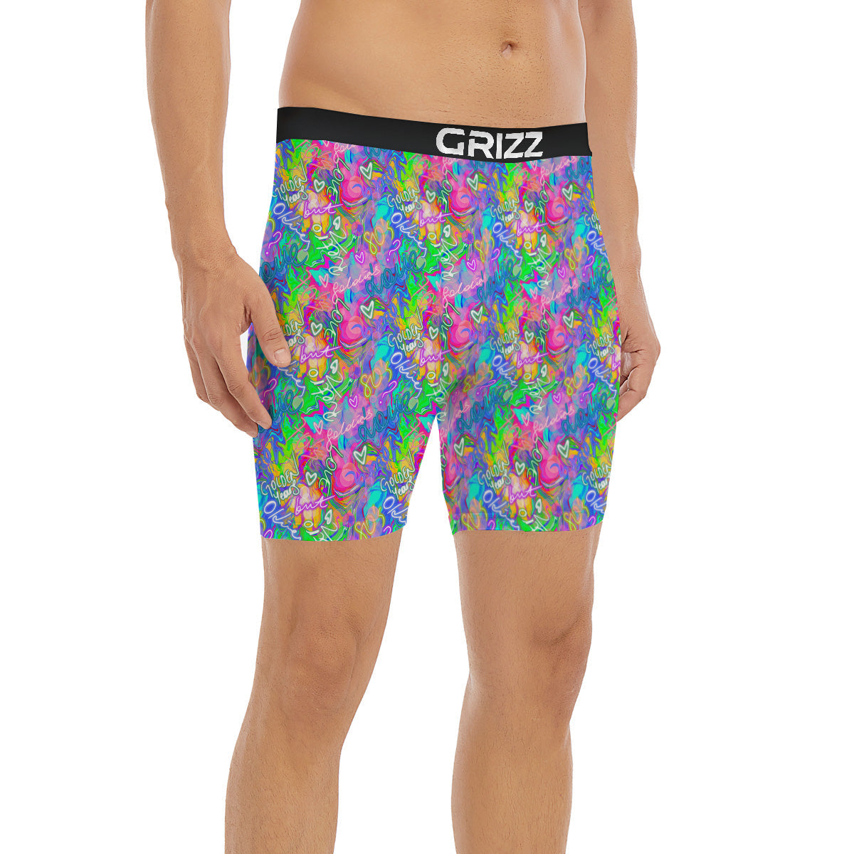 Abstract Graffiti Hand Drawing Neon Retro Print Pattern Boxer Briefs-grizzshop