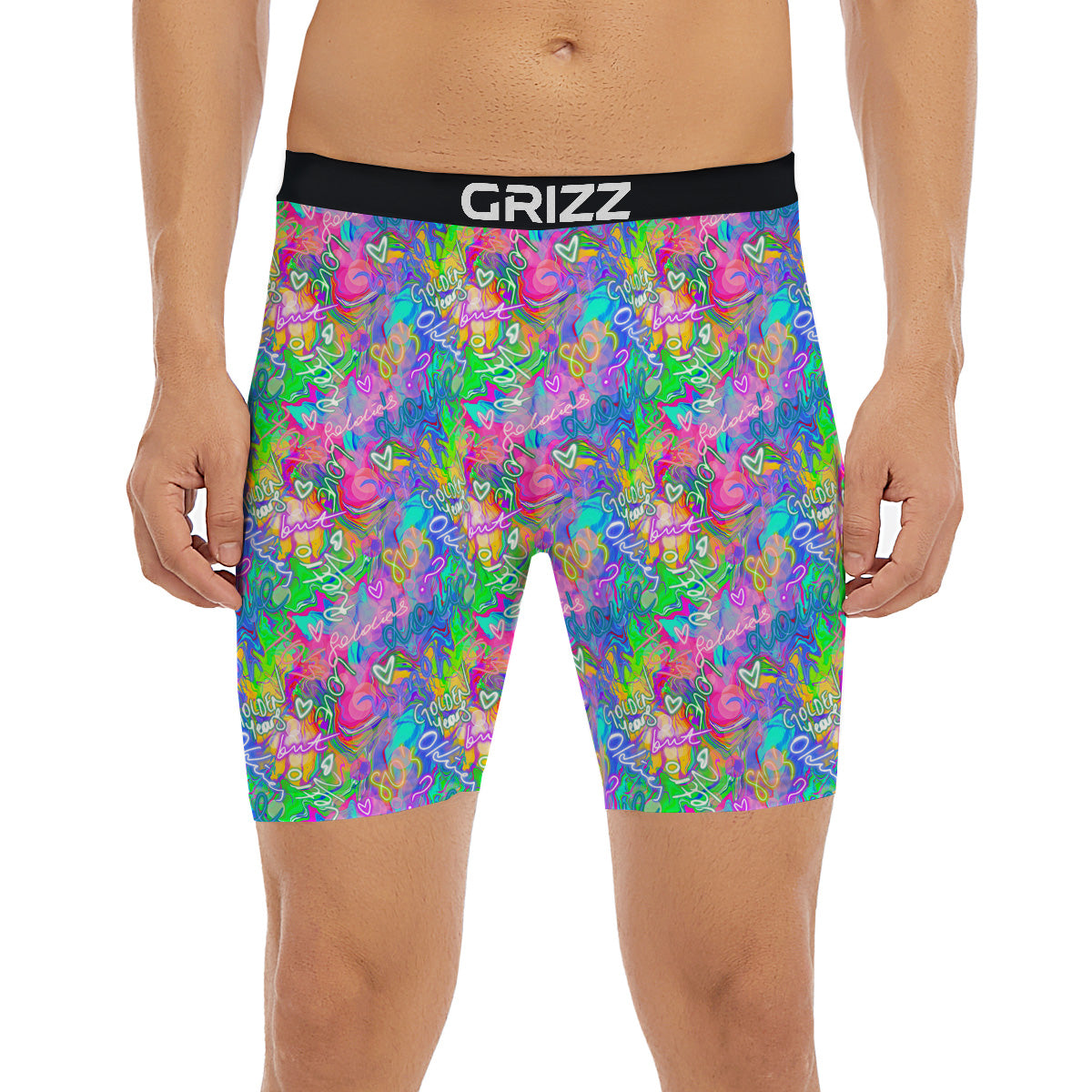 Abstract Graffiti Hand Drawing Neon Retro Print Pattern Boxer Briefs-grizzshop