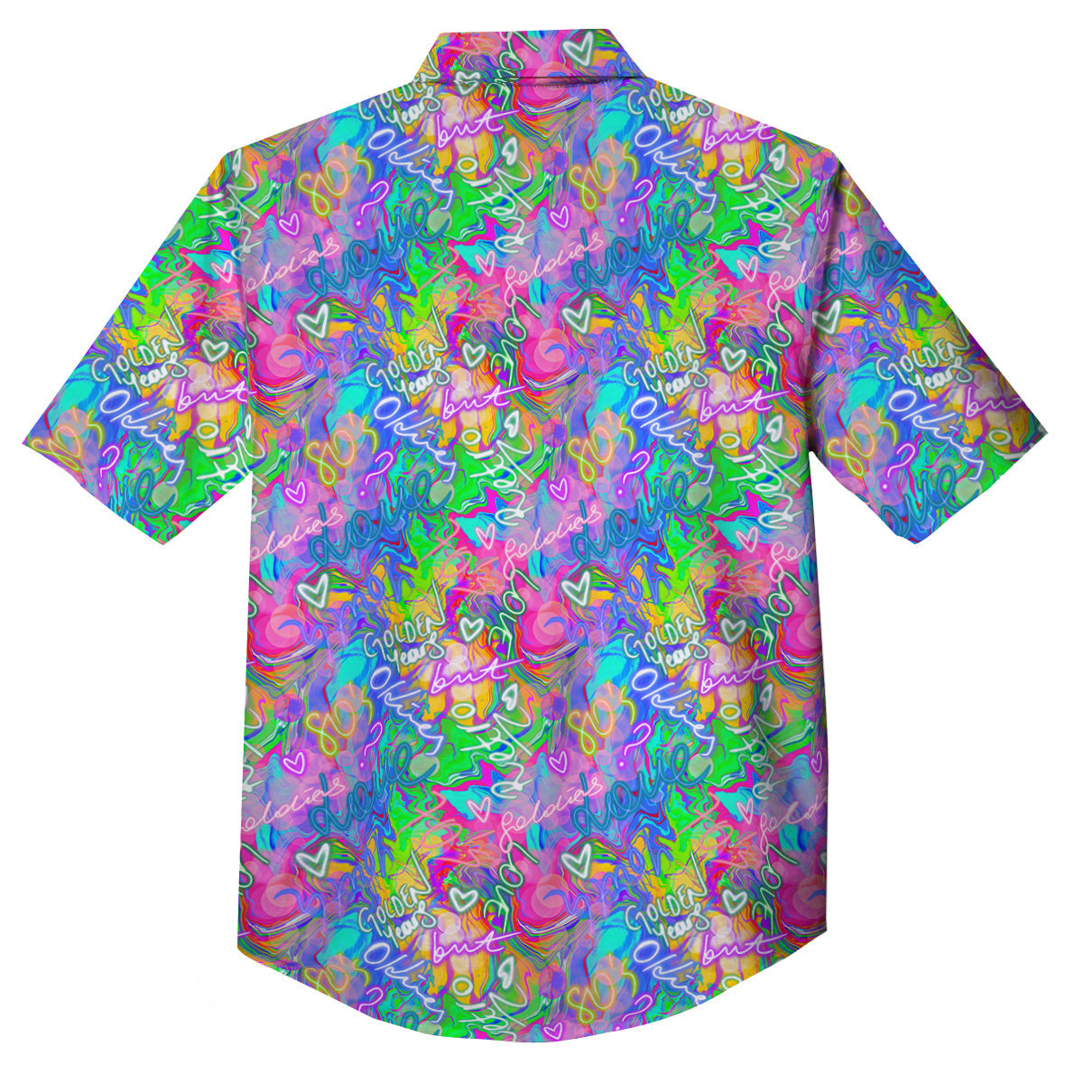 Abstract Graffiti Hand Drawing Neon Retro Print Pattern Button Up Shirt-grizzshop