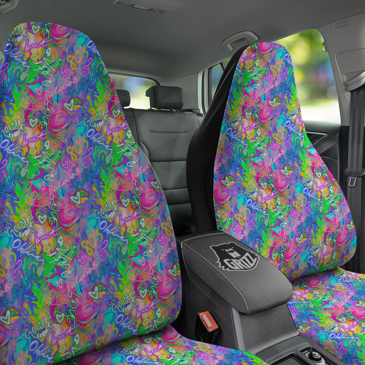 Abstract Graffiti Hand Drawing Neon Retro Print Pattern Car Seat Covers-grizzshop