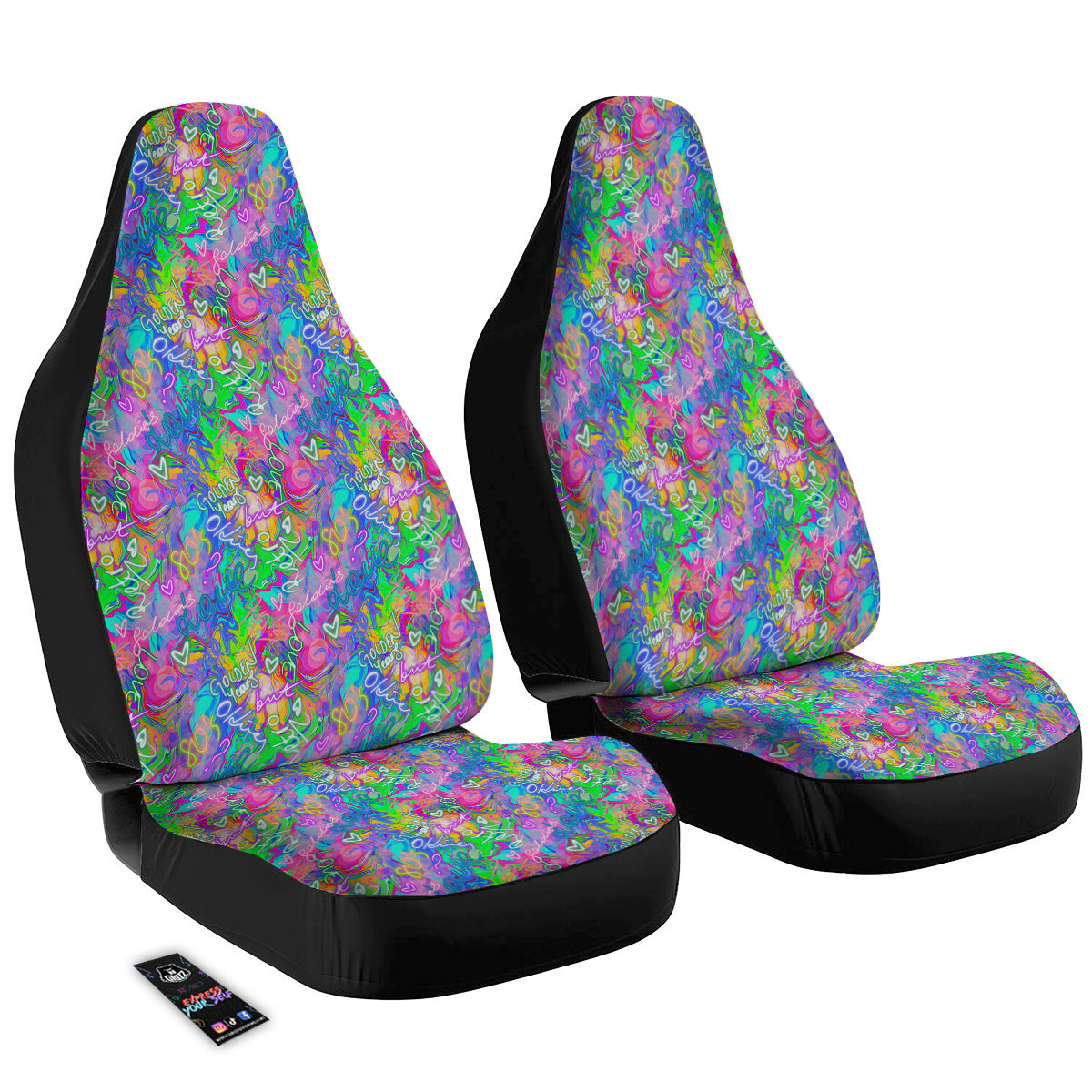 Abstract Graffiti Hand Drawing Neon Retro Print Pattern Car Seat Covers-grizzshop