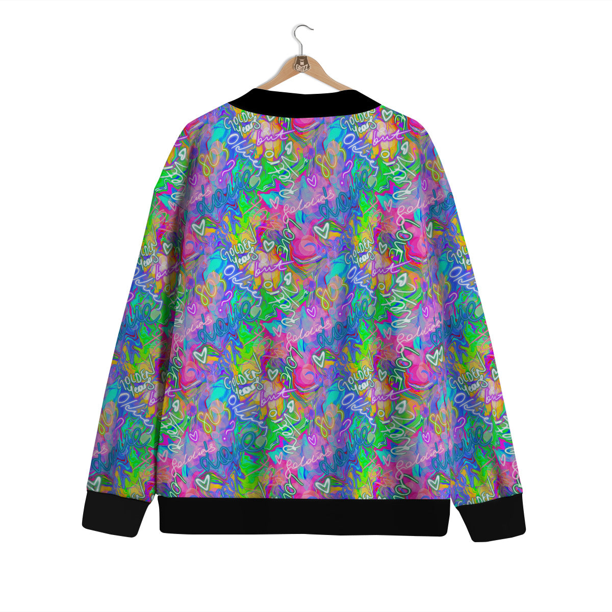 Abstract Graffiti Hand Drawing Neon Retro Print Pattern Cardigan-grizzshop