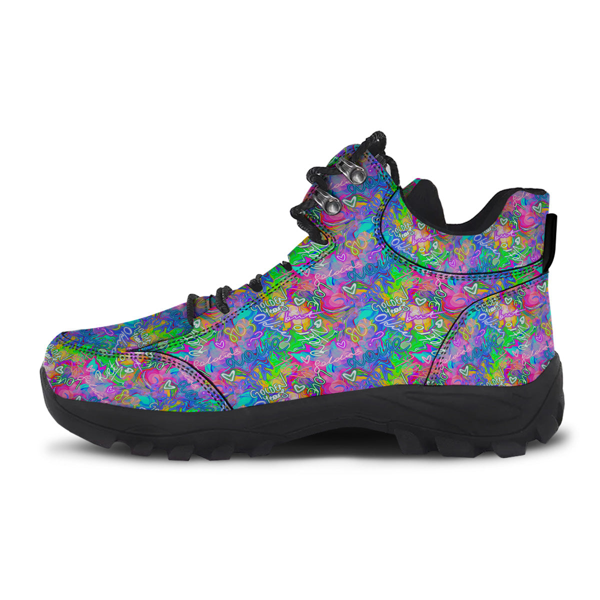 Abstract Graffiti Hand Drawing Neon Retro Print Pattern Hiking Shoes-grizzshop