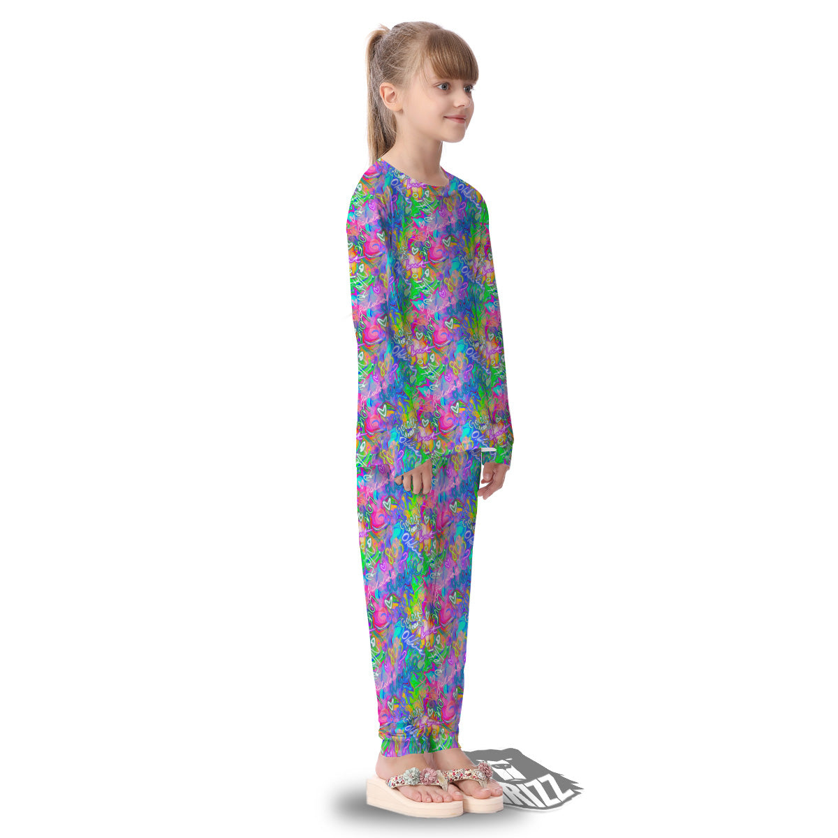 Abstract Graffiti Hand Drawing Neon Retro Print Pattern Kid's Pajamas-grizzshop