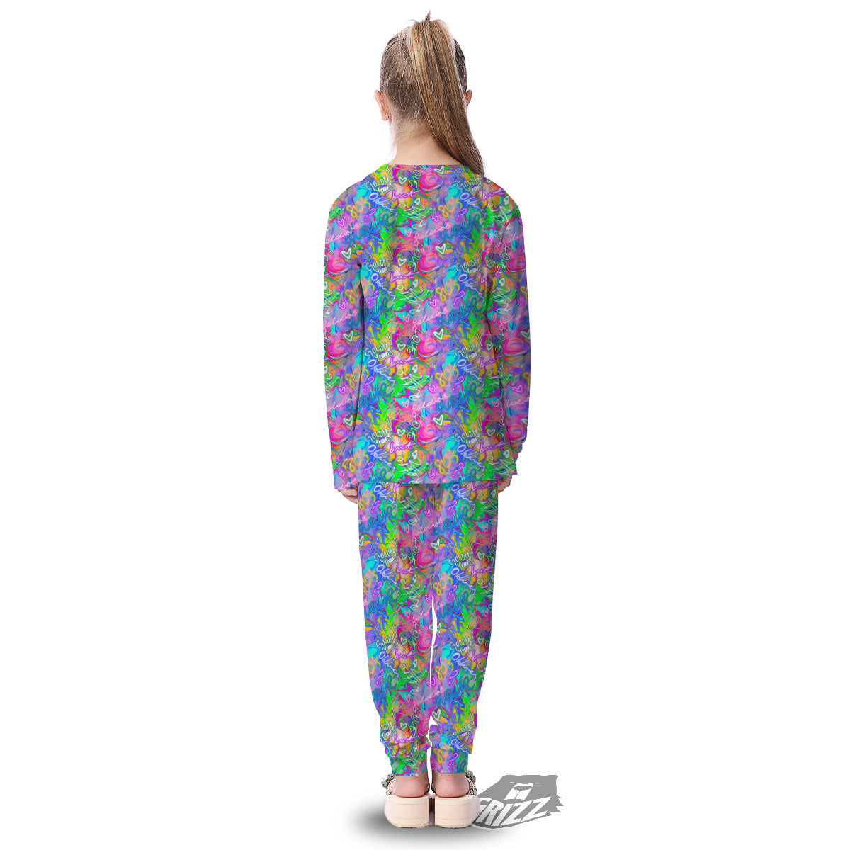 Abstract Graffiti Hand Drawing Neon Retro Print Pattern Kid's Pajamas-grizzshop