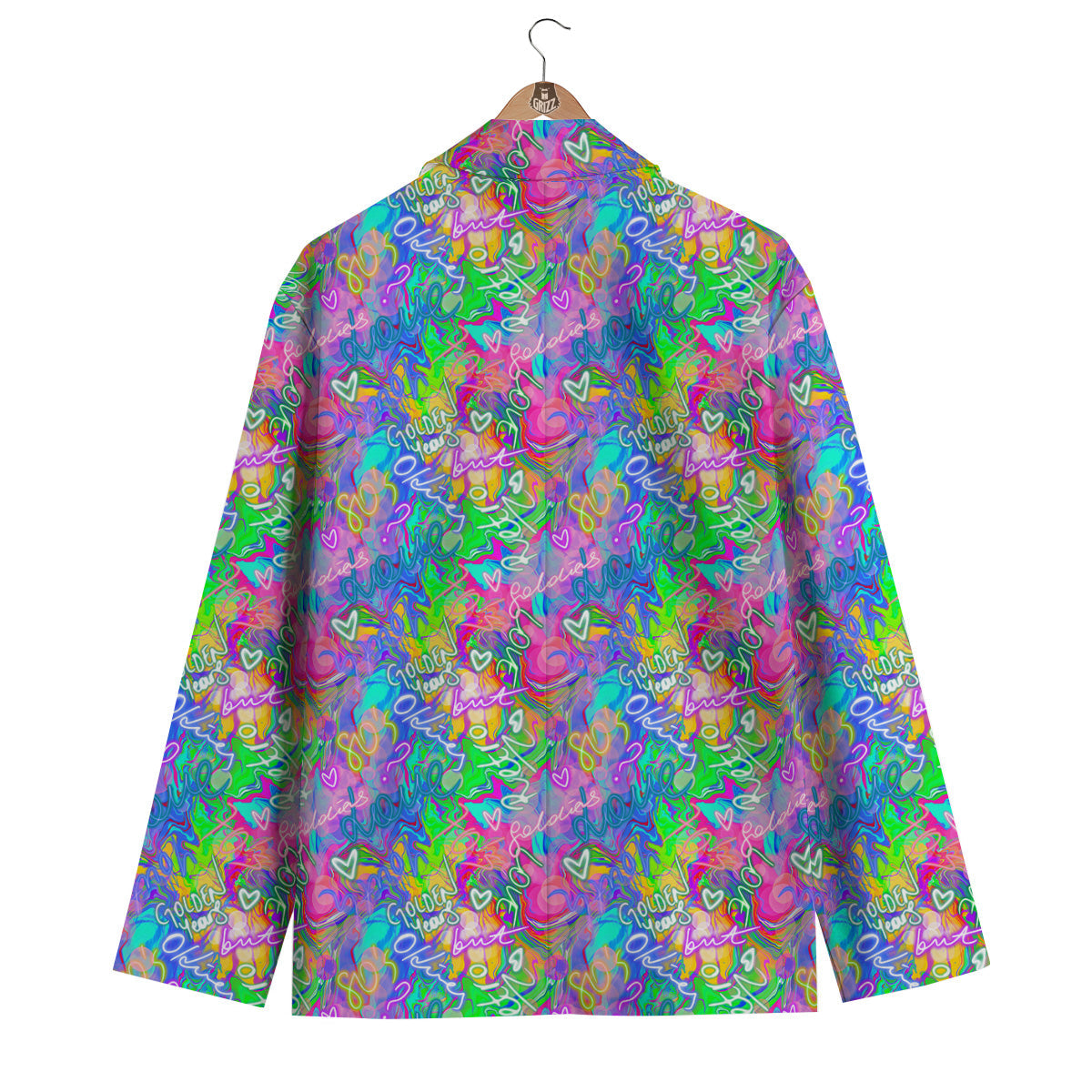 Abstract Graffiti Hand Drawing Neon Retro Print Pattern Men's Blazer-grizzshop