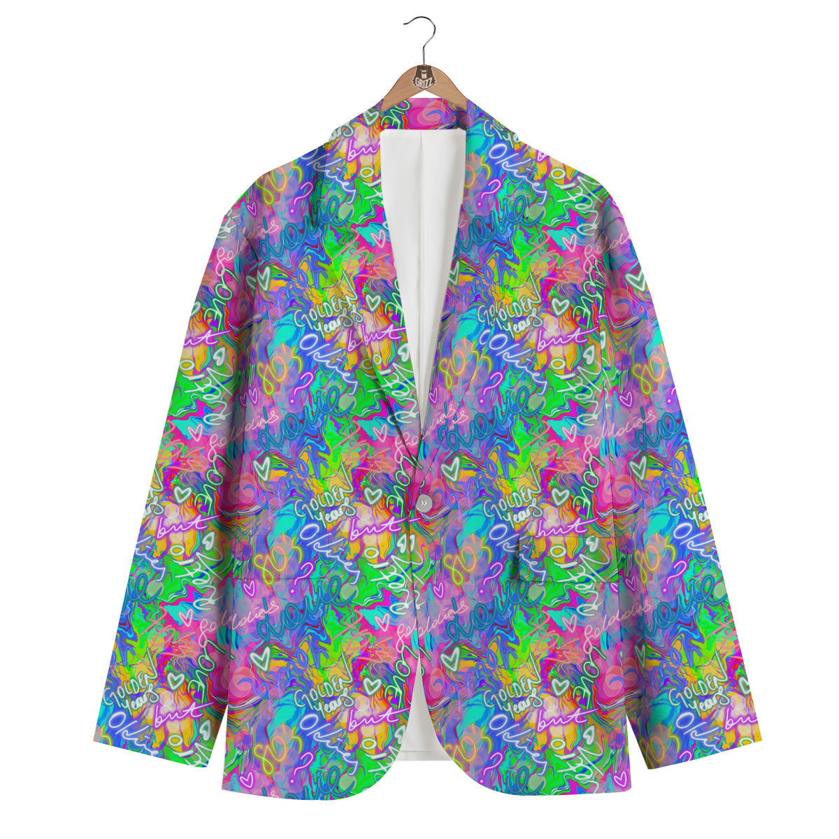 Abstract Graffiti Hand Drawing Neon Retro Print Pattern Men's Blazer-grizzshop