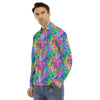 Abstract Graffiti Hand Drawing Neon Retro Print Pattern Men's Dress Shirts-grizzshop