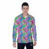 Abstract Graffiti Hand Drawing Neon Retro Print Pattern Men's Long Sleeve Shirts-grizzshop