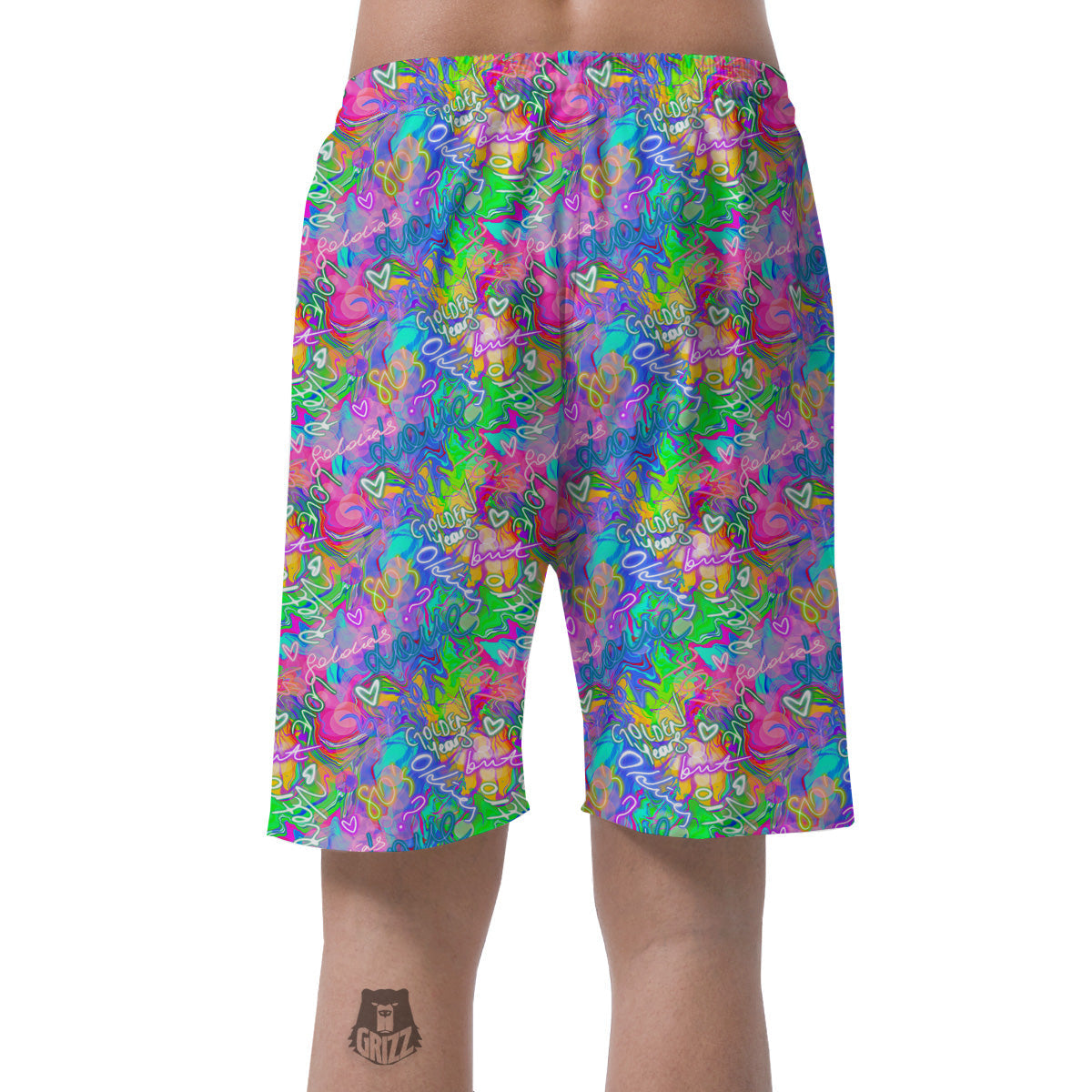 Abstract Graffiti Hand Drawing Neon Retro Print Pattern Men's Shorts-grizzshop