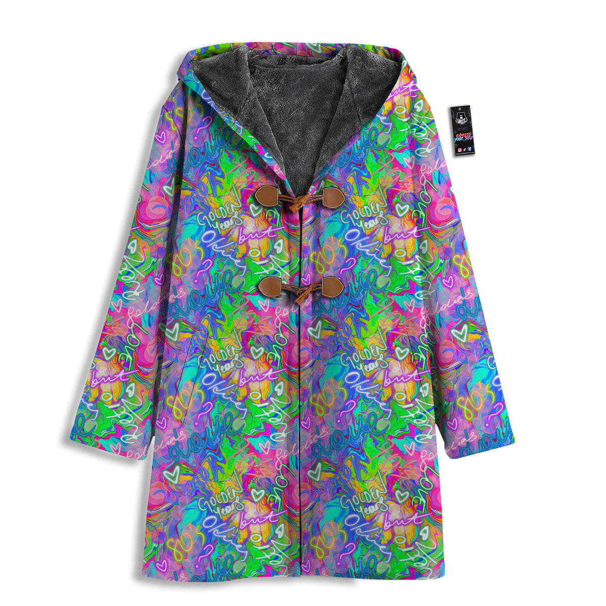 Abstract Graffiti Hand Drawing Neon Retro Print Pattern Men's Windbreaker Jacket-grizzshop