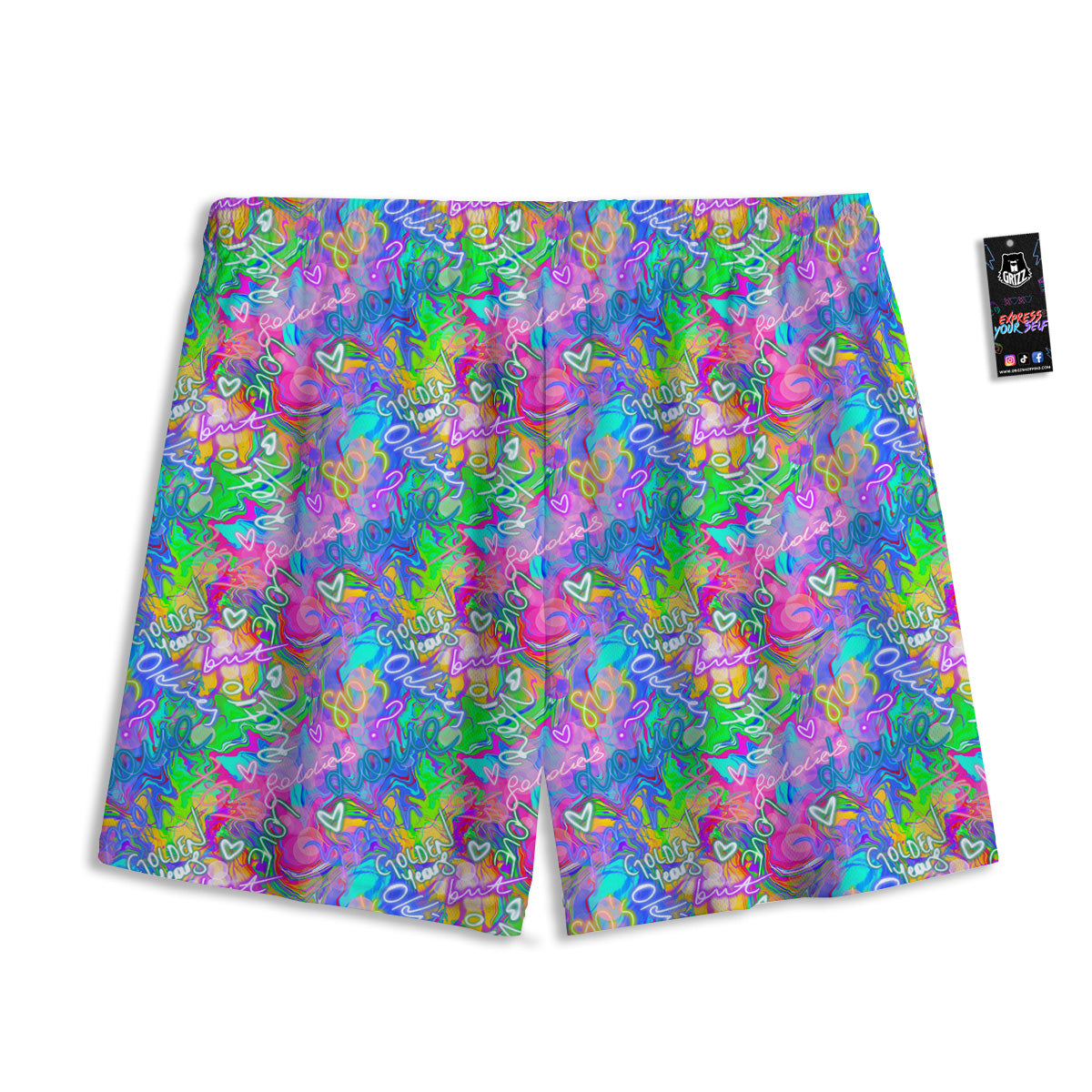 American Flag Grey Grunge Print Mesh Shorts