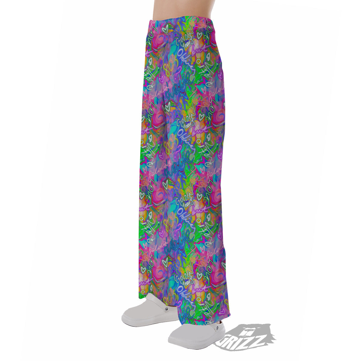 Abstract Graffiti Hand Drawing Neon Retro Print Pattern Pajama Pants-grizzshop