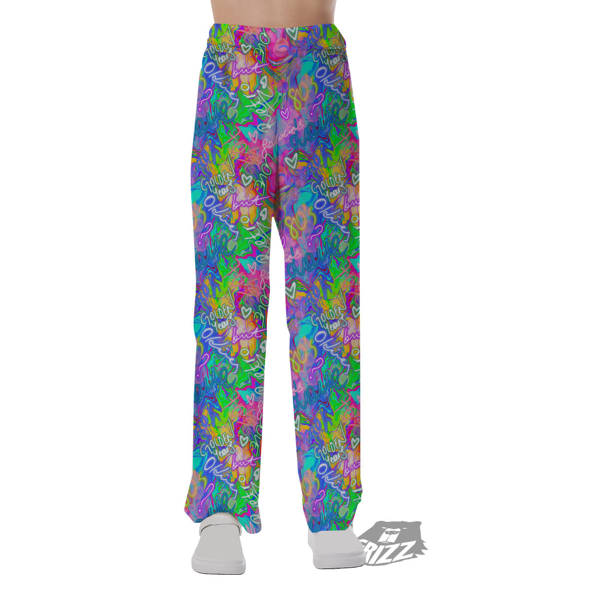 Abstract Graffiti Hand Drawing Neon Retro Print Pattern Pajama Pants-grizzshop