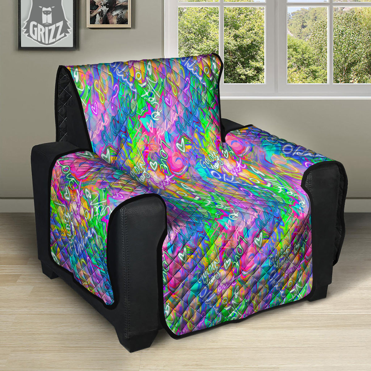 Abstract Graffiti Hand Drawing Neon Retro Print Pattern Recliner Protector-grizzshop