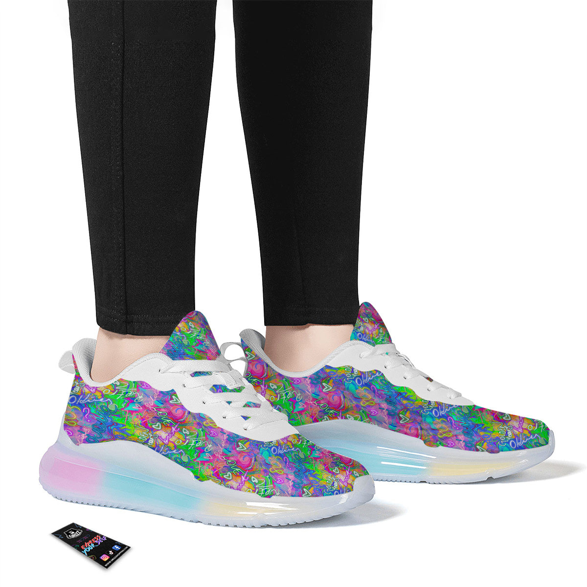 Abstract Graffiti Hand Drawing Neon Retro Print Pattern Running Sneakers-grizzshop