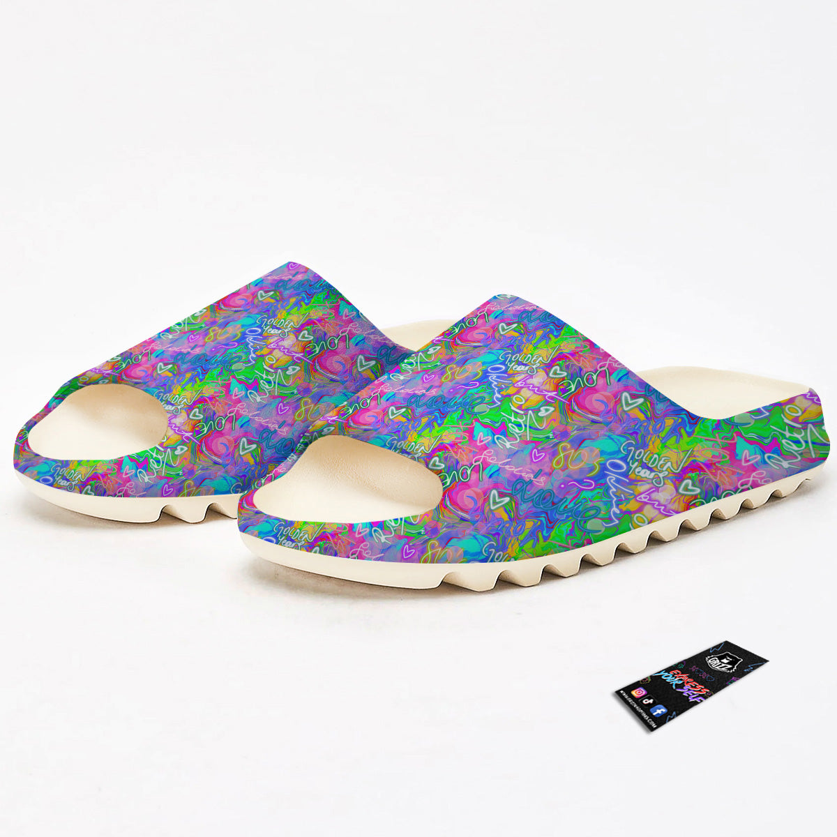 Abstract Graffiti Hand Drawing Neon Retro Print Pattern Sandals-grizzshop