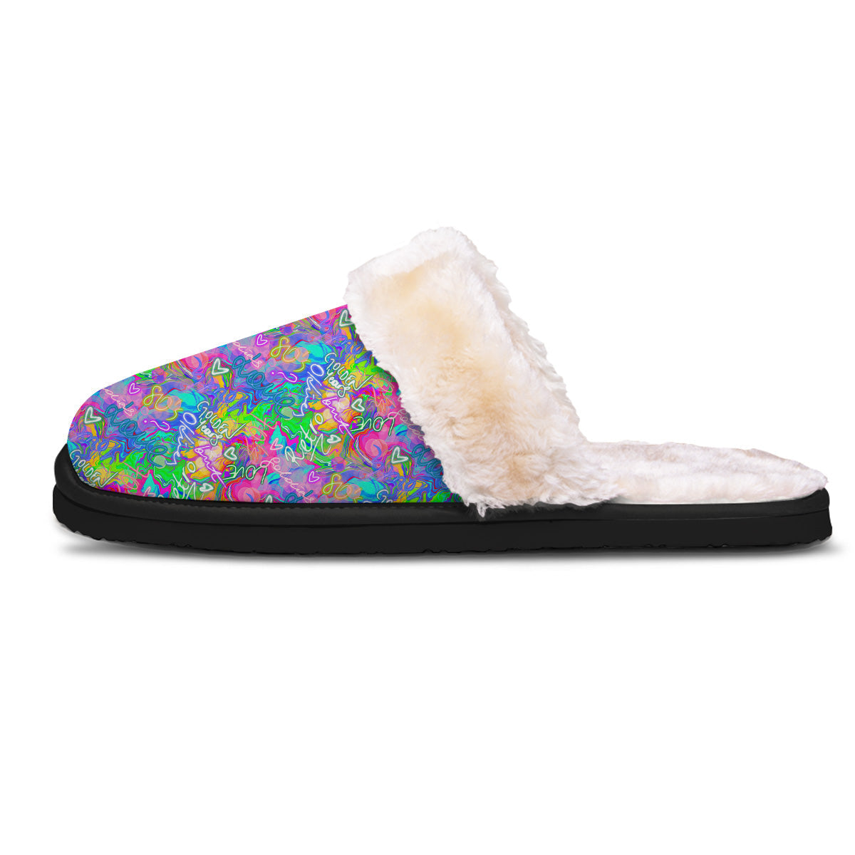 Abstract Graffiti Hand Drawing Neon Retro Print Pattern Slippers-grizzshop