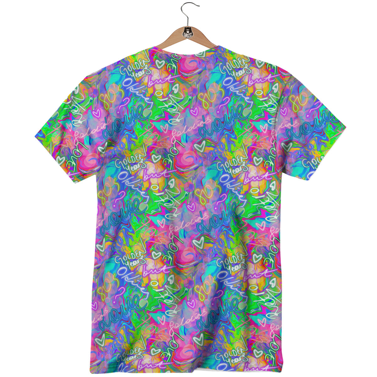 Abstract Graffiti Hand Drawing Neon Retro Print Pattern T-Shirt-grizzshop