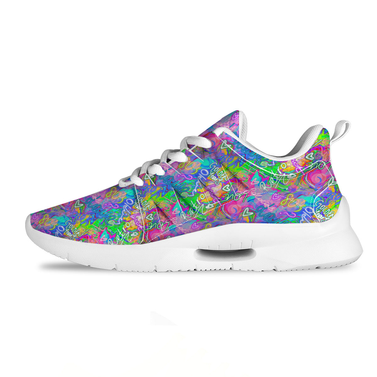 Abstract Graffiti Hand Drawing Neon Retro Print Pattern Tennis Shoes-grizzshop