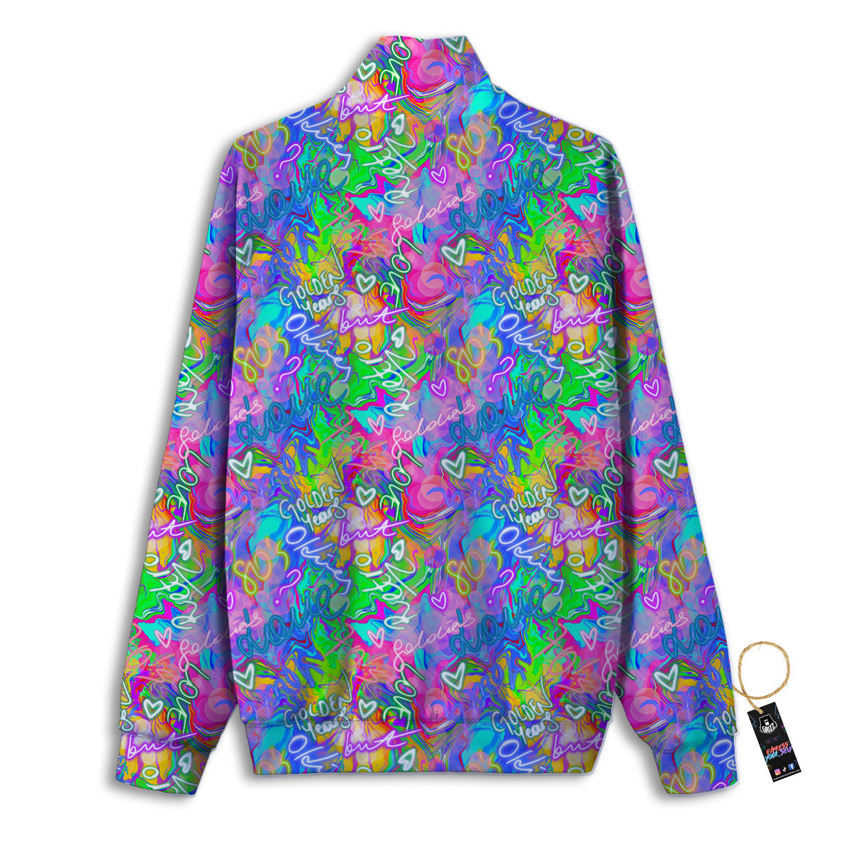 Abstract Graffiti Hand Drawing Neon Retro Print Pattern Track Jacket-grizzshop