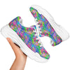 Abstract Graffiti Hand Drawing Neon Retro Print Pattern White Chunky Shoes-grizzshop