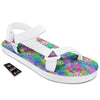 Abstract Graffiti Hand Drawing Neon Retro Print Pattern White Open Toe Sandals-grizzshop