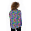 Abstract Graffiti Hand Drawing Neon Retro Print Pattern Women's Long Sleeve Shirts-grizzshop