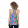 Abstract Graffiti Hand Drawing Neon Retro Print Pattern Women's Racerback Tank Top-grizzshop