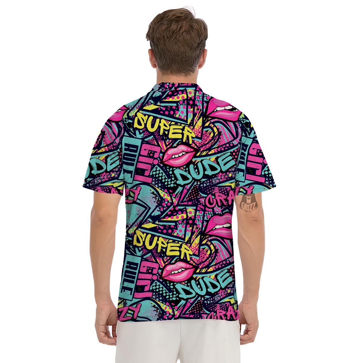 Abstract Graffiti Hiphop Lip Men's Golf Shirts-grizzshop