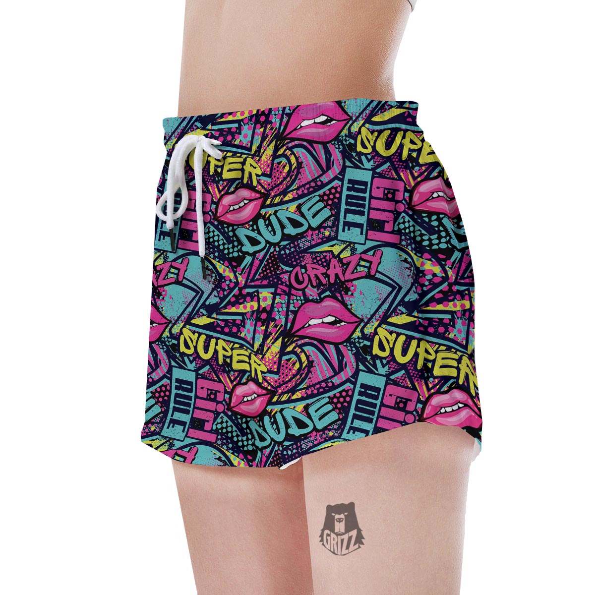 Abstract Graffiti Hiphop Lip Women's Shorts-grizzshop