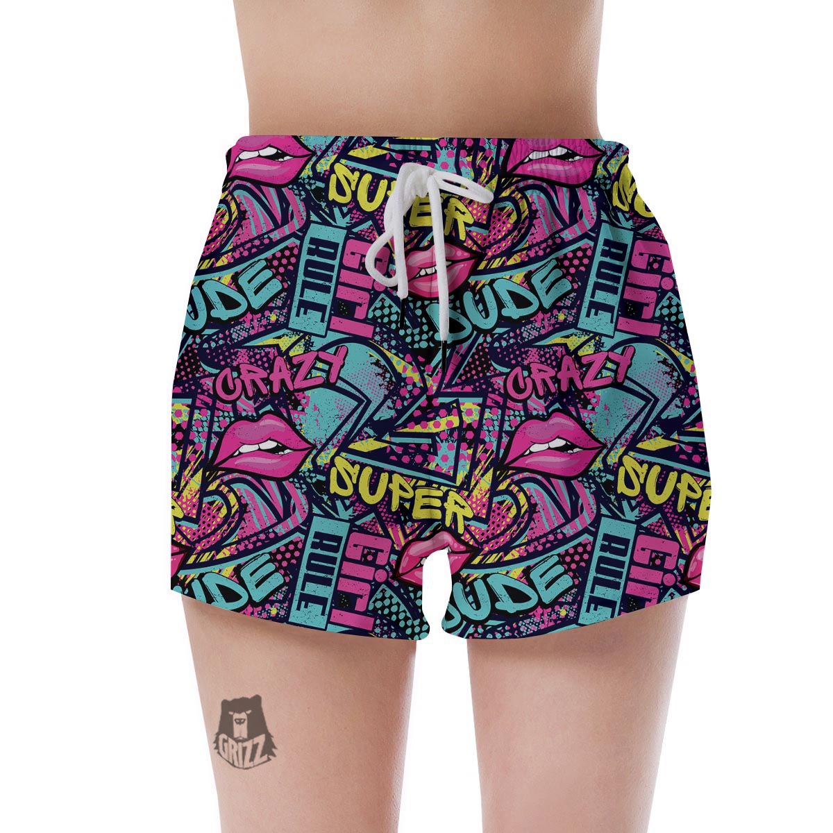 Abstract Graffiti Hiphop Lip Women's Shorts-grizzshop