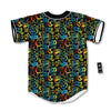 Abstract Graffiti Neon Monsters Print Pattern Baseball Jersey-grizzshop