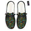 Abstract Graffiti Neon Monsters Print Pattern Black Loafers-grizzshop