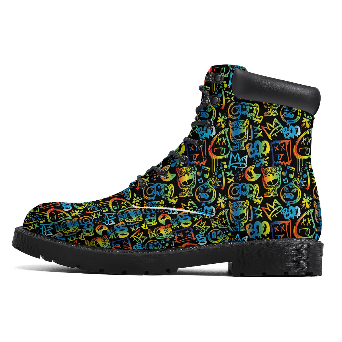 Abstract Graffiti Neon Monsters Print Pattern Boots-grizzshop