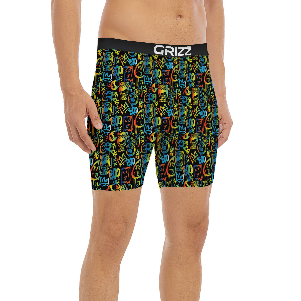 Abstract Graffiti Neon Monsters Print Pattern Boxer Briefs-grizzshop