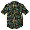 Abstract Graffiti Neon Monsters Print Pattern Button Up Shirt-grizzshop