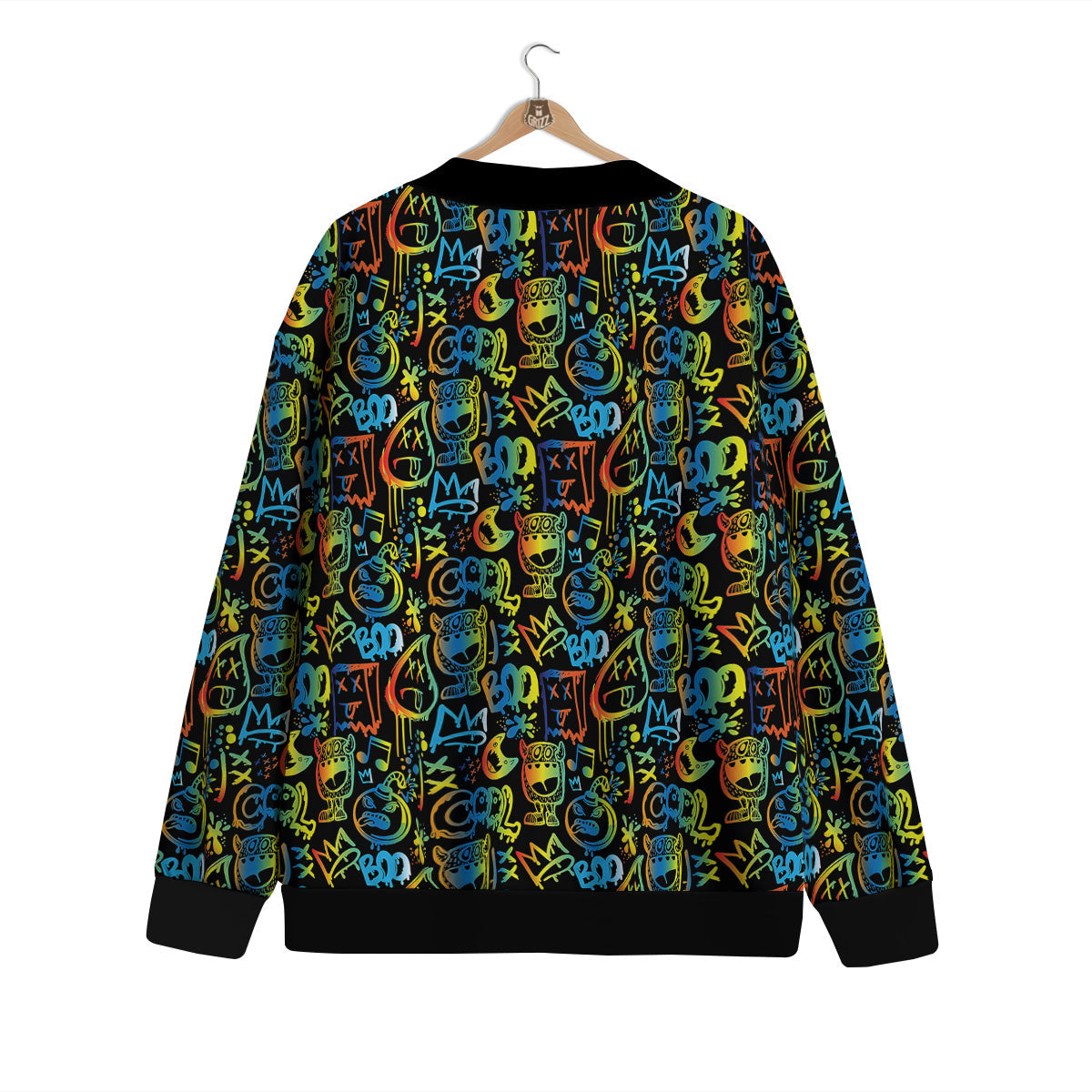 Abstract Graffiti Neon Monsters Print Pattern Cardigan-grizzshop