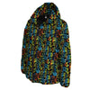 Abstract Graffiti Neon Monsters Print Pattern Down Jacket-grizzshop