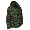 Abstract Graffiti Neon Monsters Print Pattern Down Jacket-grizzshop