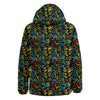 Abstract Graffiti Neon Monsters Print Pattern Down Jacket-grizzshop