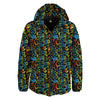 Abstract Graffiti Neon Monsters Print Pattern Down Jacket-grizzshop