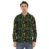 Abstract Graffiti Neon Monsters Print Pattern Men's Dress Shirts-grizzshop