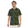 Abstract Graffiti Neon Monsters Print Pattern Men's Golf Shirts-grizzshop