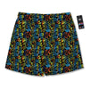 Abstract Graffiti Neon Monsters Print Pattern Men's Running Shorts-grizzshop