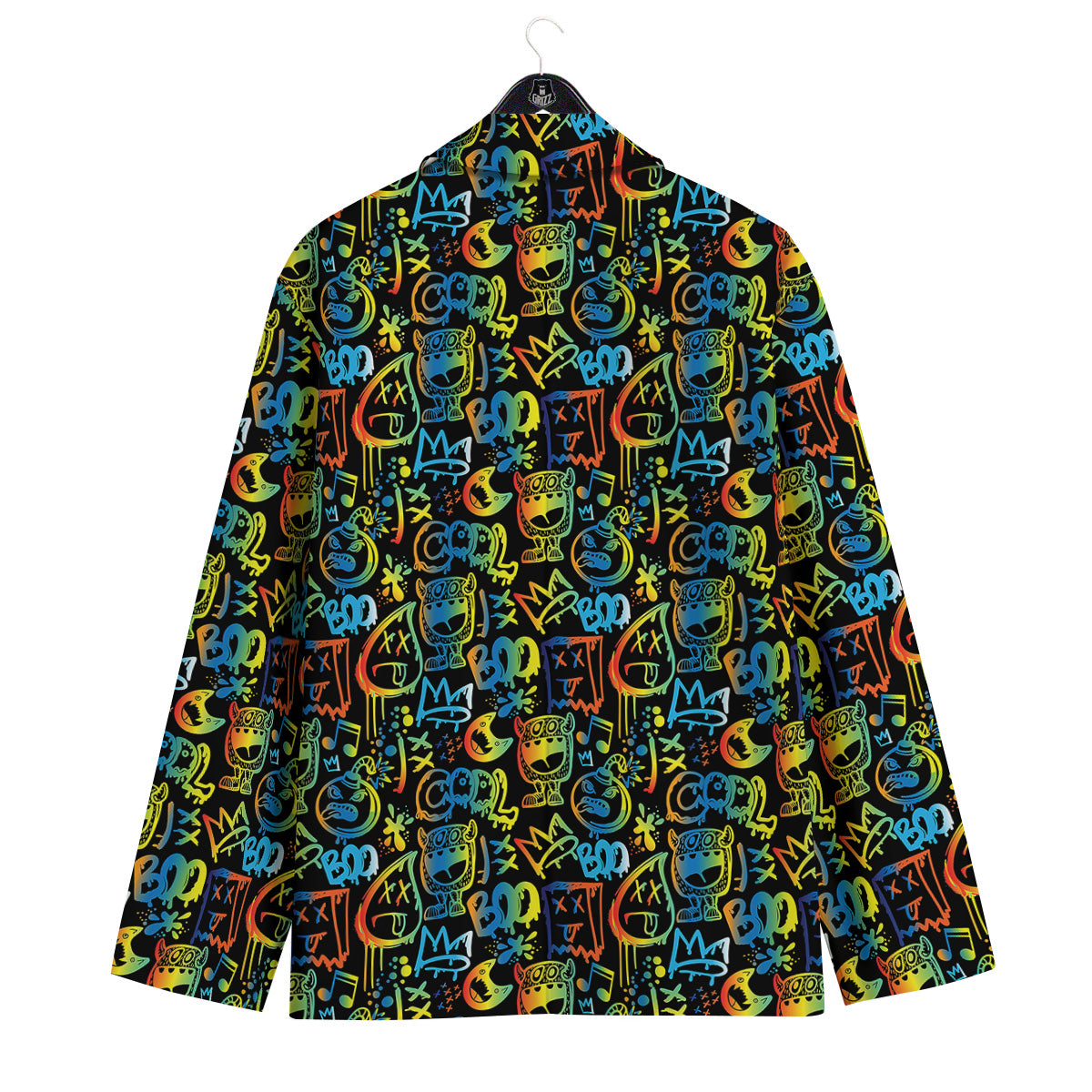 Abstract Graffiti Neon Monsters Print Pattern Men's Sport Coat-grizzshop