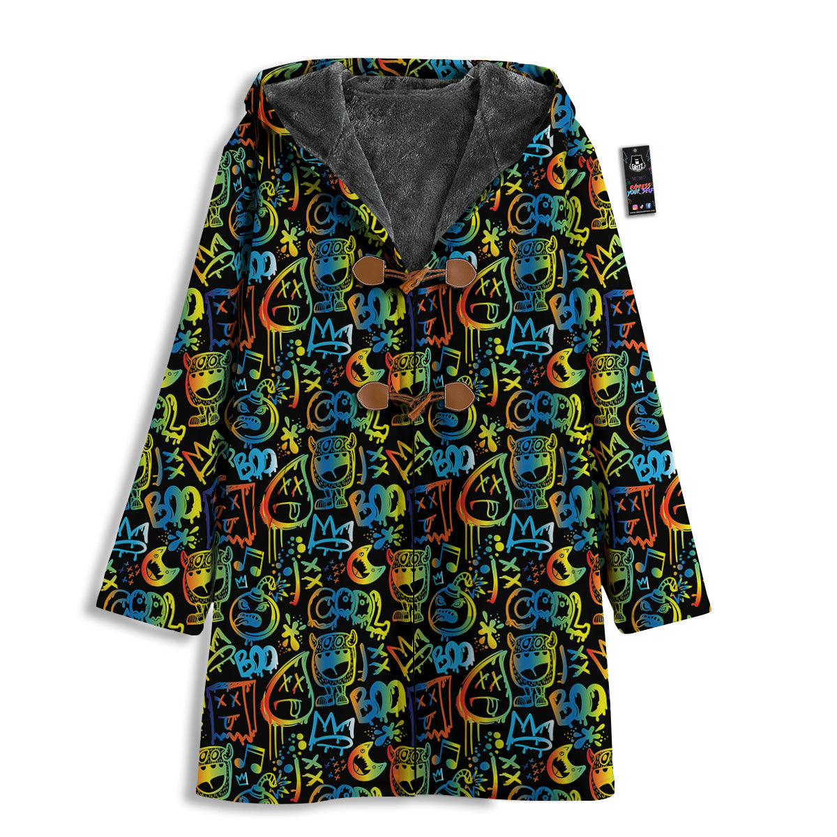 Abstract Graffiti Neon Monsters Print Pattern Men's Windbreaker Jacket-grizzshop