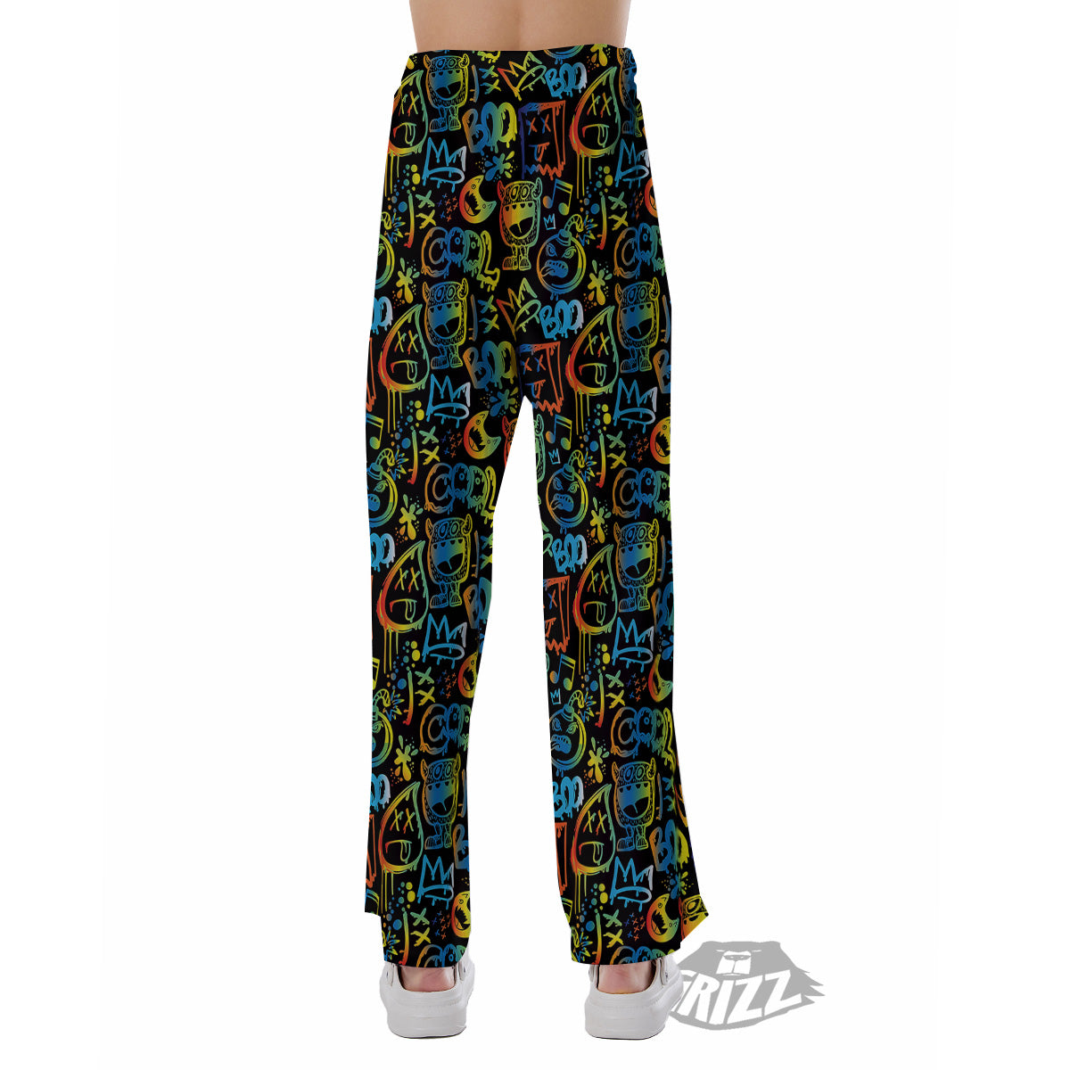 Abstract Graffiti Neon Monsters Print Pattern Pajama Pants-grizzshop