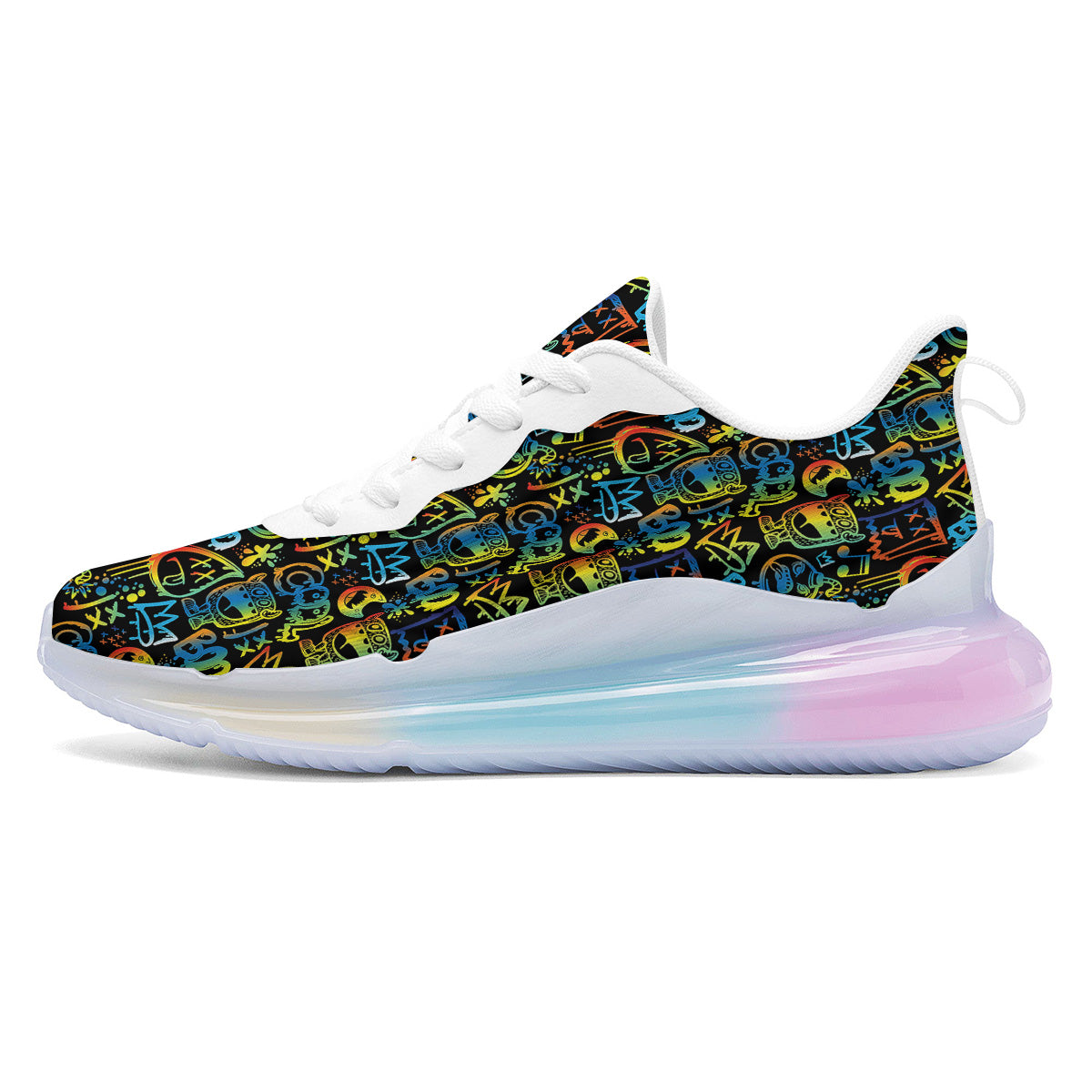 Abstract Graffiti Neon Monsters Print Pattern Running Sneakers-grizzshop