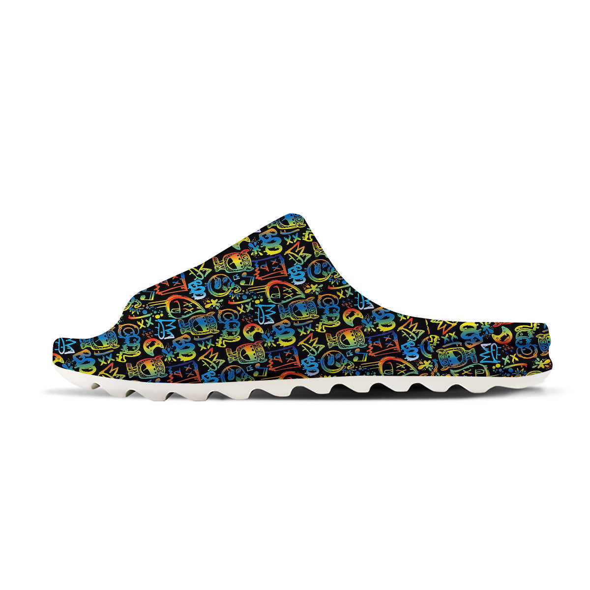 Abstract Graffiti Neon Monsters Print Pattern Sandals-grizzshop